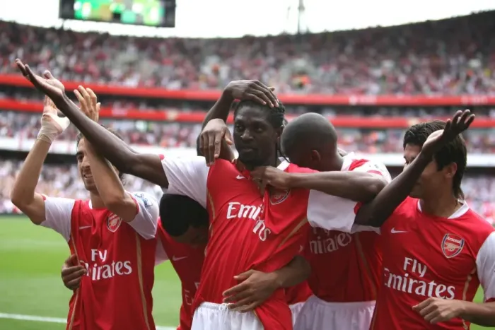 Framed Print : Arsenal's 5-0 Victory: Adebayor's Brace against Derby County (September 22, 2007) Framed Print : Arsenal's 5-0 Victory: Adebayor's Brace against Derby County (September 22, 2007)