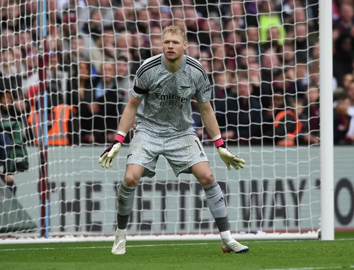 Framed Print : Arsenal's Aaron Ramsdale in Action: Aston Villa vs. Arsenal, Premier League 2022-23