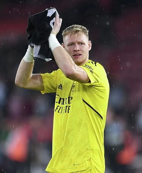 Arsenal's Aaron Ramsdale Applauding Fans after Southampton Victory - Premier League 2022-23
