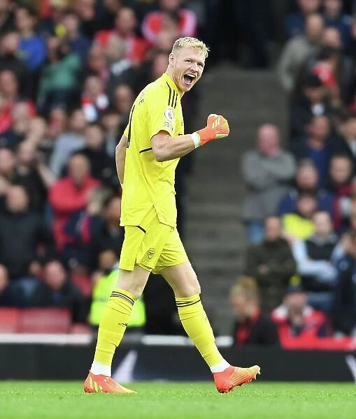 Arsenal's Aaron Ramsdale Celebrates Fourth Goal Against Nottingham Forest (2022-23)
