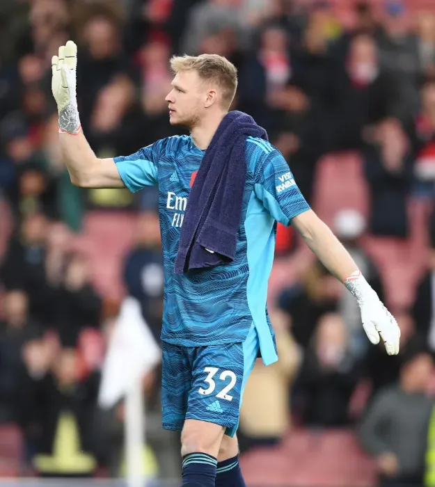 Framed Print : Arsenal's Aaron Ramsdale Celebrates Victory Over Watford, Premier League 2021-22