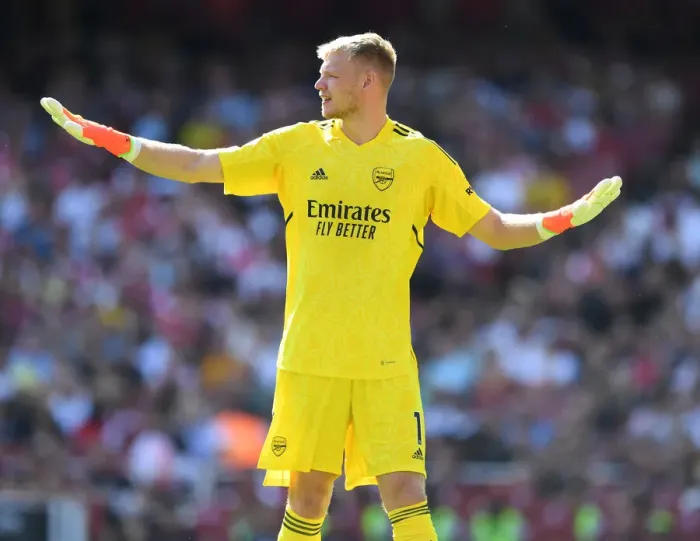 Framed Print : Arsenal's Aaron Ramsdale Makes Premier League Debut Against Leicester City at Emirates Stadium (2022-23)