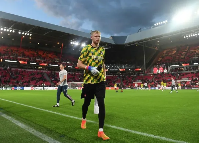 Framed Print : Arsenal's Aaron Ramsdale Prepares for PSV Eindhoven Showdown in Europa League Group A Framed Print : Arsenal's Aaron Ramsdale Prepares for PSV Eindhoven Showdown in Europa League Group A