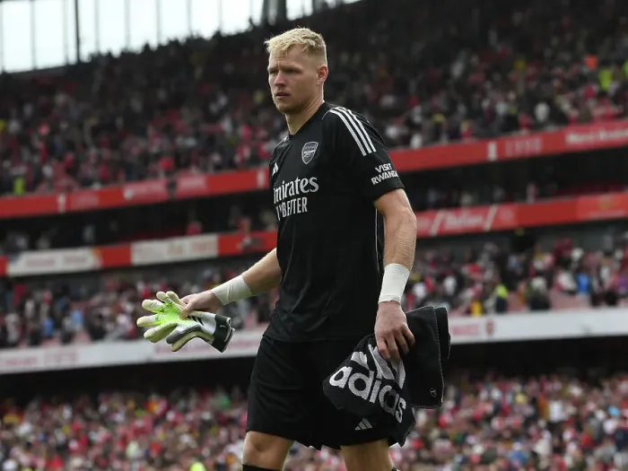 Framed Print : Arsenal's Aaron Ramsdale Reacts After Arsenal FC vs Nottingham Forest, 2023-24 Premier League