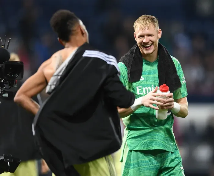 Framed Print : Arsenal's Aaron Ramsdale Reacts After Carabao Cup Clash vs. West Bromwich Albion