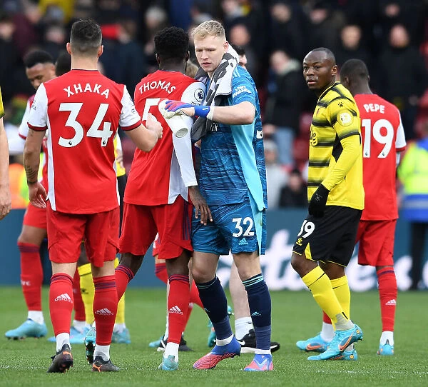 Arsenal's Aaron Ramsdale Reacts After Watford Clash in Premier League 2021-22