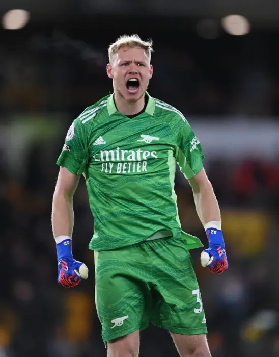 Framed Print : Arsenal's Aaron Ramsdale: Savoring Success Against Wolverhampton Wanderers in the Premier League