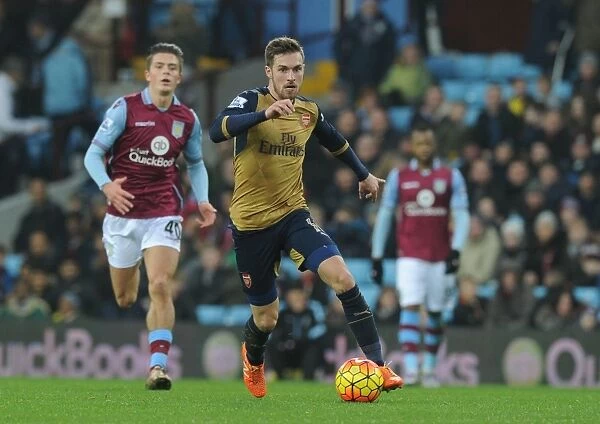 Arsenal's Aaron Ramsey in Action Against Aston Villa, Premier League 2015-16