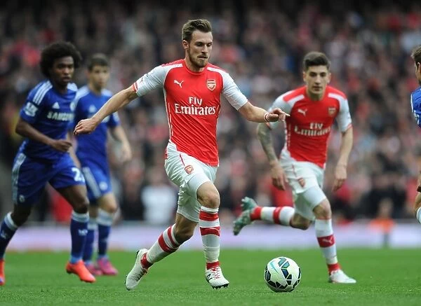Arsenal's Aaron Ramsey in Action Against Chelsea at the Emirates Stadium, Premier League 2014 / 15