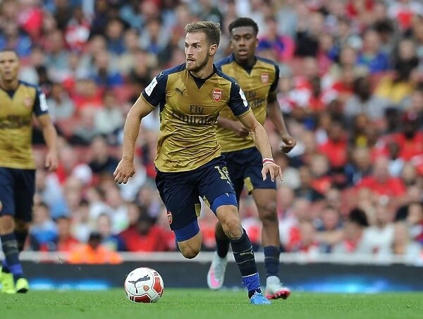 Arsenal's Aaron Ramsey in Action at Emirates Cup 2015 vs Olympique Lyonnais