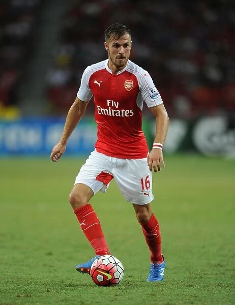 Arsenal's Aaron Ramsey in Action Against Everton at the 2015 Asia Trophy, Singapore