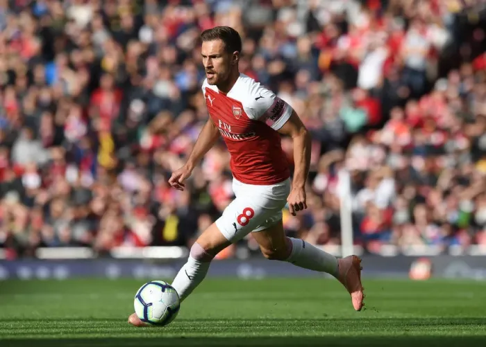 Framed Print : Arsenal's Aaron Ramsey in Action Against Everton - Premier League 2018-19