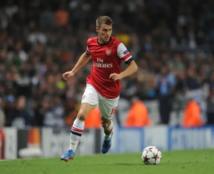 Framed Print : Arsenal's Aaron Ramsey in Action Against Napoli, UEFA Champions League 2013-14