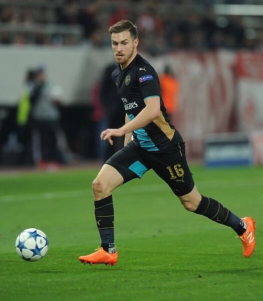 Arsenal's Aaron Ramsey in Action against Olympiacos, UEFA Champions League (December 2015), Athens, Greece
