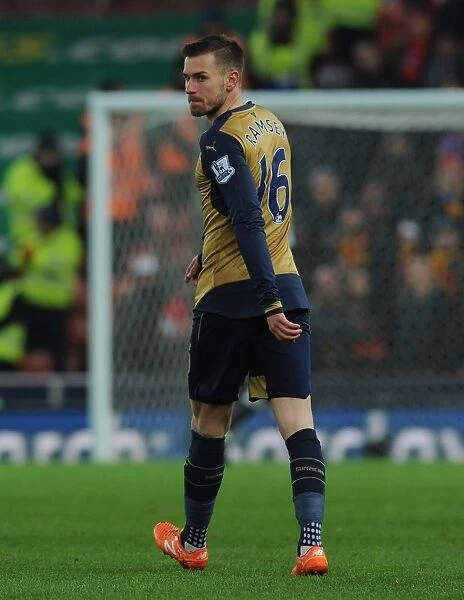 Arsenal's Aaron Ramsey in Action: Stoke City vs Arsenal (Premier League 2015-16)