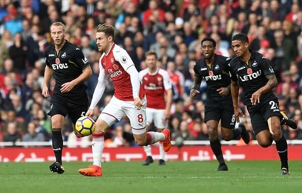 Arsenal's Aaron Ramsey in Action Against Swansea City (2017-18)