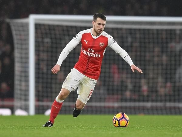 Arsenal's Aaron Ramsey in Action Against Watford, Premier League 2016-17