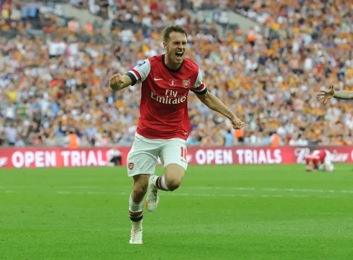 Framed Print : Arsenal's Aaron Ramsey Celebrates FA Cup Final Goal Against Hull City (2014)