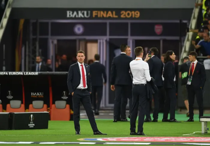 Framed Print : Arsenal's Aaron Ramsey Explores Baku Olimpiya Stadionu Ahead of Europa League Final vs. Chelsea Framed Print : Arsenal's Aaron Ramsey Explores Baku Olimpiya Stadionu Ahead of Europa League Final vs. Chelsea