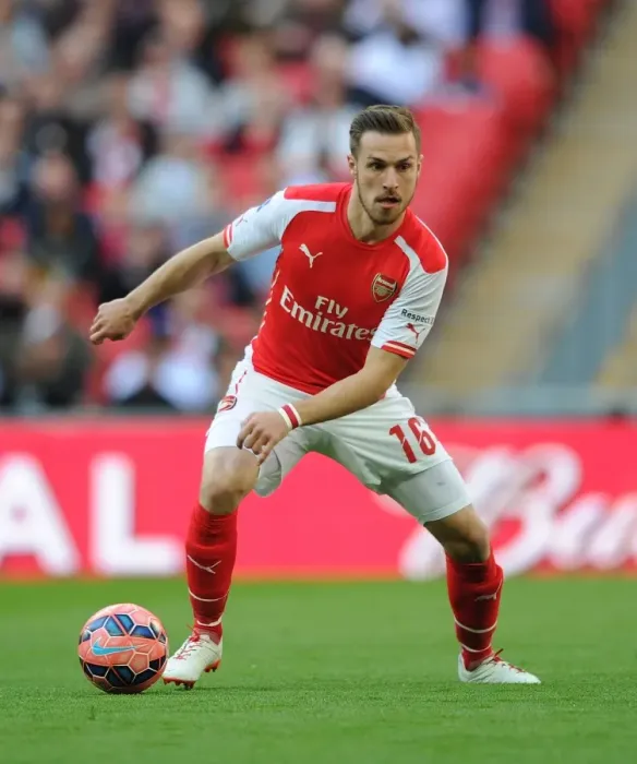 Framed Print : Arsenal's Aaron Ramsey in FA Cup Semi-Final Action Against Reading