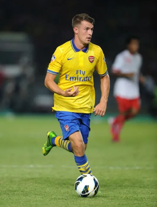 Framed Print : Arsenal's Aaron Ramsey Faces Off Against Indonesia All-Stars in 2013