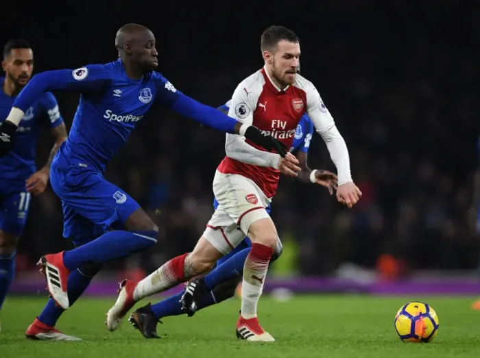 Framed Print : Arsenal's Aaron Ramsey Outmaneuvers Everton's Eliaquim Mangala Framed Print : Arsenal's Aaron Ramsey Outmaneuvers Everton's Eliaquim Mangala
