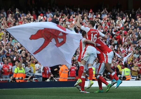 Arsenal's Aaron Ramsey and Rob Holding Celebrate Goal Against Everton (2016-17)