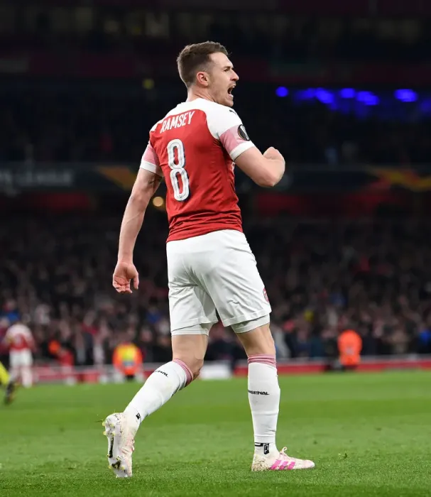 Framed Print : Arsenal's Aaron Ramsey Scores Epic Goal in Europa League Quarterfinal vs. Napoli