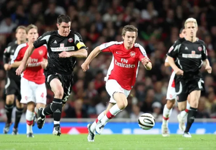 Framed Print : Arsenal's Aaron Ramsey Scores Hat-trick in Dominating 6-0 Carling Cup Win Over Sheffield United (Chris Morgan Included) Framed Print : Arsenal's Aaron Ramsey Scores Hat-trick in Dominating 6-0 Carling Cup Win Over Sheffield United (Chris Morgan Included)