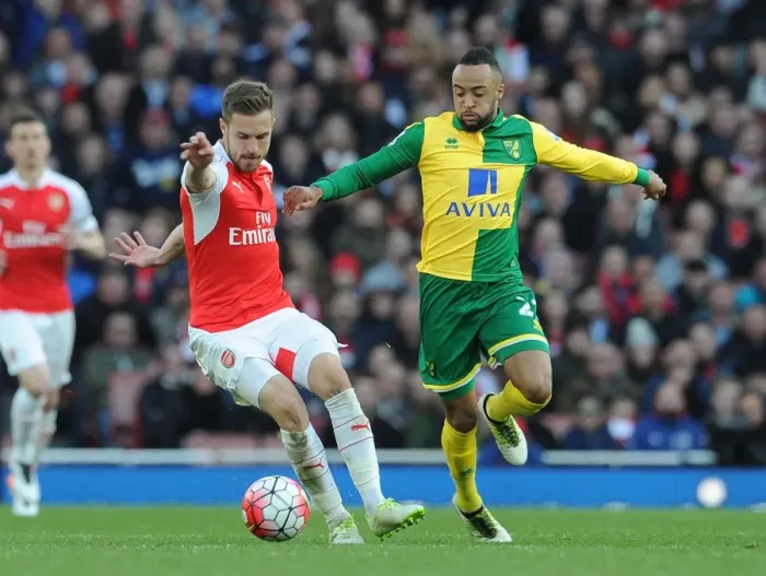 Framed Print : Arsenal's Aaron Ramsey vs. Norwich's Nathan Redmond: Intense Clash in Premier League Showdown