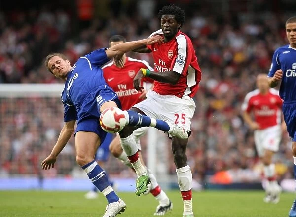 Arsenal's Adebayor Scores Twice Against Jagielka's Everton in 3:1 Barclays Premier League Victory at Emirates Stadium, London (October 18, 2008)