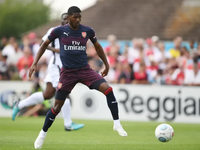 Framed Print : Arsenal's Ainsley Maitland-Niles in Action during Borehamwood Pre-Season Clash (2018) Framed Print : Arsenal's Ainsley Maitland-Niles in Action during Borehamwood Pre-Season Clash (2018)