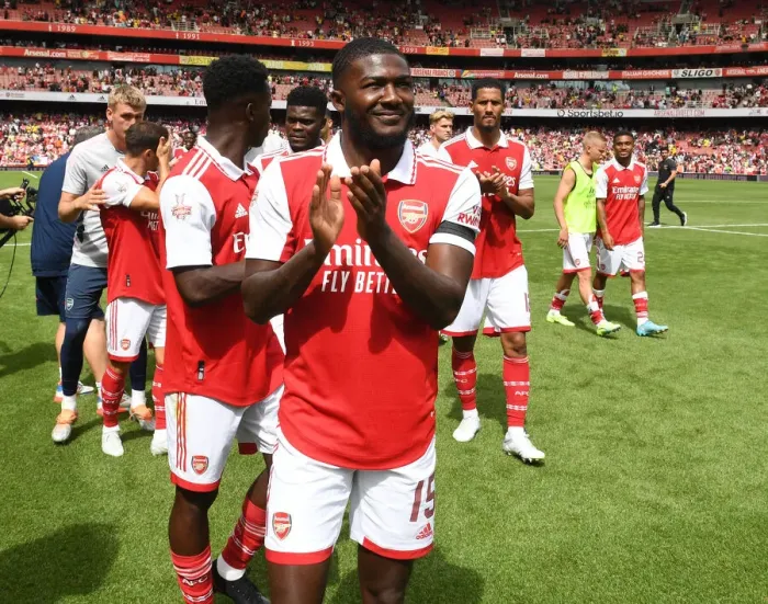 Framed Print : Arsenal's Ainsley Maitland-Niles Applauds Fans After Arsenal vs Sevilla Emirates Cup Match, 2022 Framed Print : Arsenal's Ainsley Maitland-Niles Applauds Fans After Arsenal vs Sevilla Emirates Cup Match, 2022