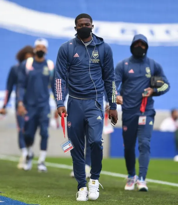 Framed Print : Arsenal's Ainsley Maitland-Niles at Empty Brighton Stadium - Premier League 2019-2020