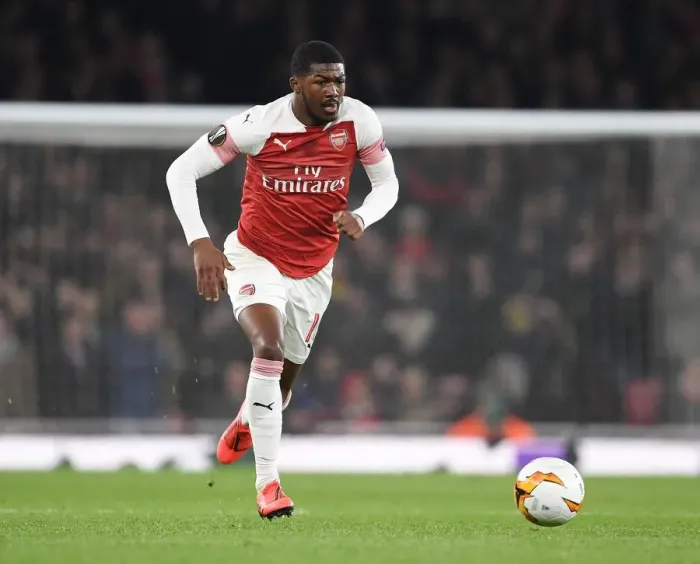 Framed Print : Arsenal's Ainsley Maitland-Niles Faces Off Against S.S.C. Napoli in Europa League Quarterfinals