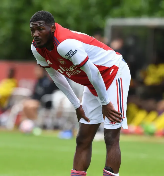 Framed Print : Arsenal's Ainsley Maitland-Niles in Pre-Season Form: Arsenal vs. Watford (2021-22) Framed Print : Arsenal's Ainsley Maitland-Niles in Pre-Season Form: Arsenal vs. Watford (2021-22)