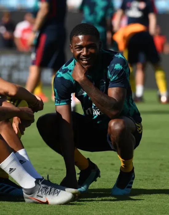 Framed Print : Arsenal's Ainsley Maitland-Niles Prepares for Arsenal v Fiorentina at 2019 International Champions Cup, Charlotte Framed Print : Arsenal's Ainsley Maitland-Niles Prepares for Arsenal v Fiorentina at 2019 International Champions Cup, Charlotte