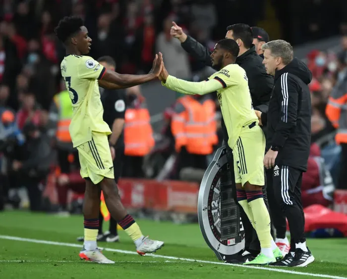 Framed Print : Arsenal's Ainsley Maitland-Niles Subs In During Liverpool vs Arsenal Premier League Clash (2021-22) Framed Print : Arsenal's Ainsley Maitland-Niles Subs In During Liverpool vs Arsenal Premier League Clash (2021-22)