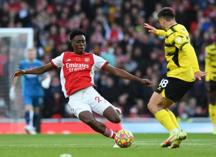 Framed Print : Arsenal's Albert Sambi Lokonga in Action: Arsenal vs. Watford, Premier League 2021-22