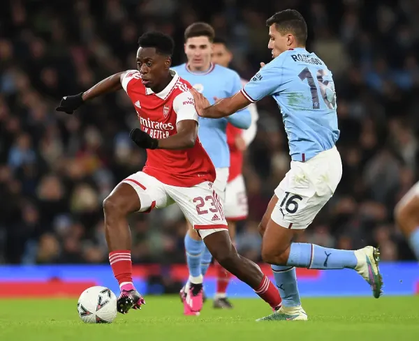 Arsenal FC Print: Lokonga vs Rodrigo (FA Cup Art Prints