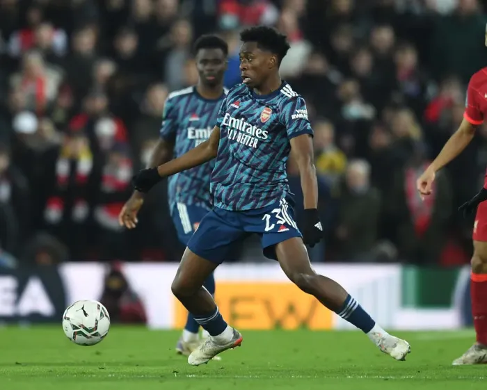Framed Print : Arsenal's Albert Sambi Lokonga Goes Head-to-Head with Liverpool in Carabao Cup Semi-Final Battle Framed Print : Arsenal's Albert Sambi Lokonga Goes Head-to-Head with Liverpool in Carabao Cup Semi-Final Battle