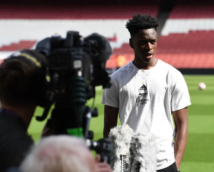 Framed Print : Arsenal's Albert Sambi Lokonga - Pre-Match Interview Ahead of Arsenal vs Norwich City, Premier League 2021-22 Framed Print : Arsenal's Albert Sambi Lokonga - Pre-Match Interview Ahead of Arsenal vs Norwich City, Premier League 2021-22