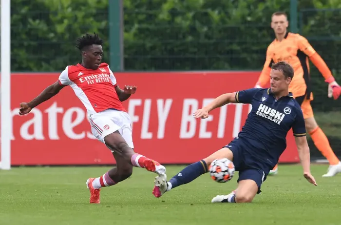 Framed Print : Arsenal's Albert Sambi Lokonga Steals the Show: A Standout Performance Against Millwall in Pre-Season Framed Print : Arsenal's Albert Sambi Lokonga Steals the Show: A Standout Performance Against Millwall in Pre-Season