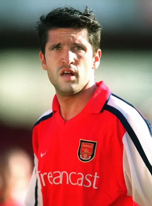 Framed Print : Arsenal's Alberto Mendez Celebrates Goal Against Tottenham in the FA Premier League Rivalry at Highbury, London (4:0), May 8, 2001 Framed Print : Arsenal's Alberto Mendez Celebrates Goal Against Tottenham in the FA Premier League Rivalry at Highbury, London (4:0), May 8, 2001