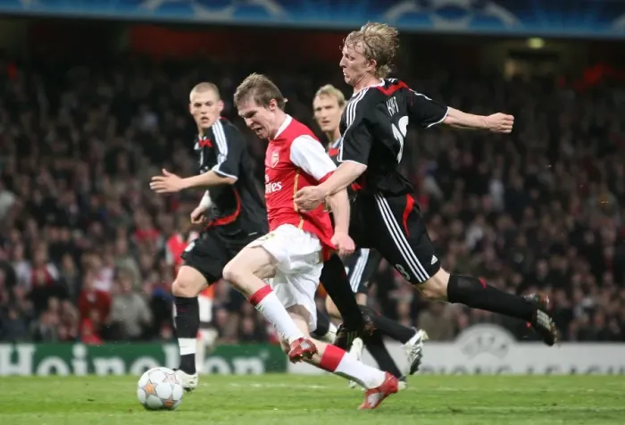 Framed Print : Arsenal's Alex Hleb Fouled by Liverpool's Dirk Kuyt: Uncalled Penalty in Champions League Quarterfinal Framed Print : Arsenal's Alex Hleb Fouled by Liverpool's Dirk Kuyt: Uncalled Penalty in Champions League Quarterfinal