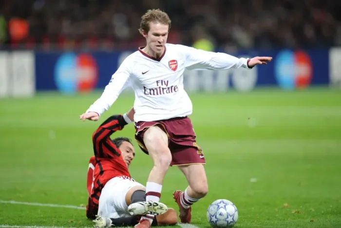 Framed Print : Arsenal's Alex Hleb Fouled by Massimo Oddo in Champions League Clash: AC Milan 0:2 Arsenal