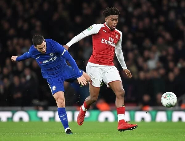 Arsenal's Alex Iwobi Outmaneuvers Chelsea's Eden Hazard in Carabao Cup Semi-Final Showdown