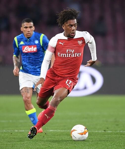 Arsenal's Alex Iwobi in UEFA Europa League Quarterfinal Match against Napoli, Naples, Italy (2019)