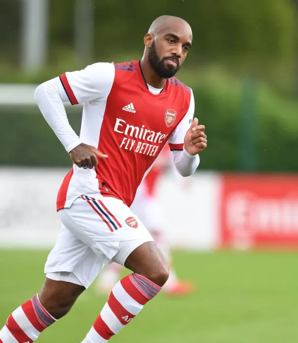 Framed Print : Arsenal's Alex Lacazette in Action: Pre-Season Match against Watford (2021-22)