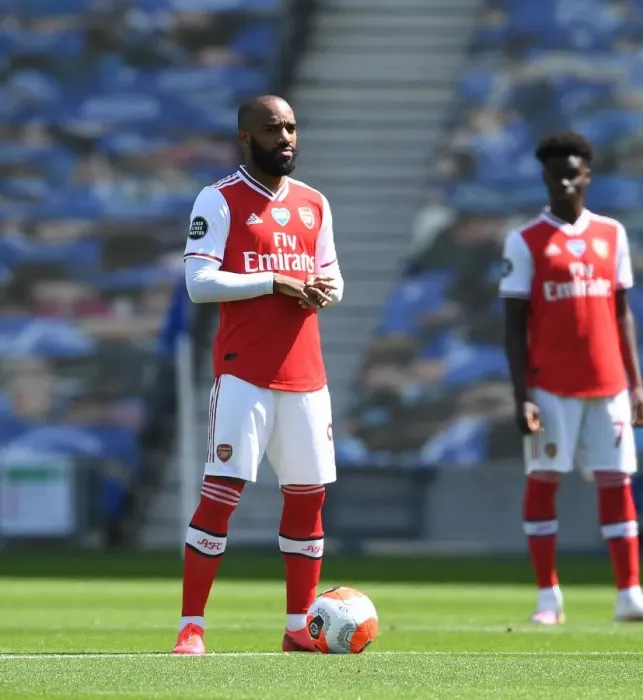 Framed Print : Arsenal's Alex Lacazette at Empty Brighton Stadium - Premier League 2019-2020